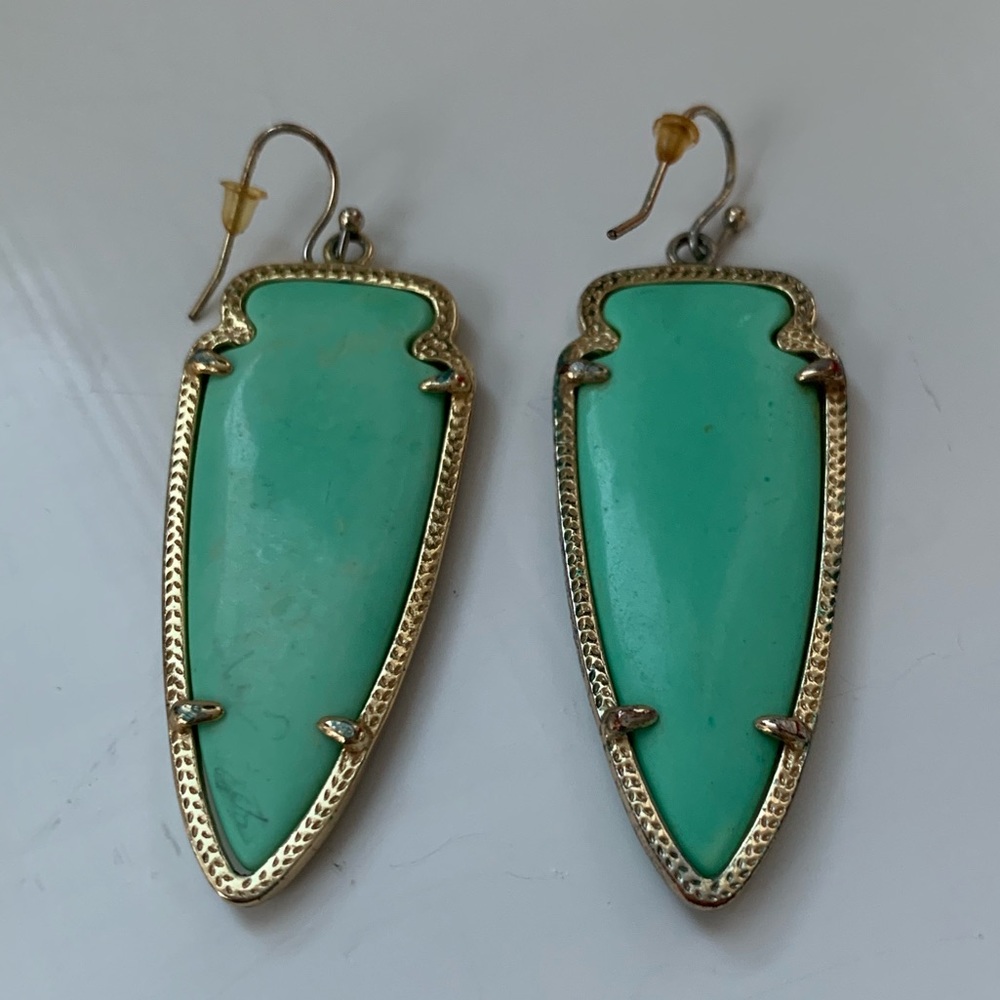 Kendra Scott Gold Earrings with Mint Stones